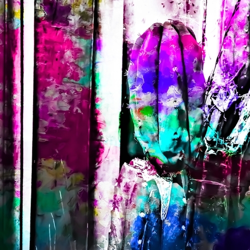 cactus with wood background in painting texture abstract in pink purple green blue Mural by Timmy333