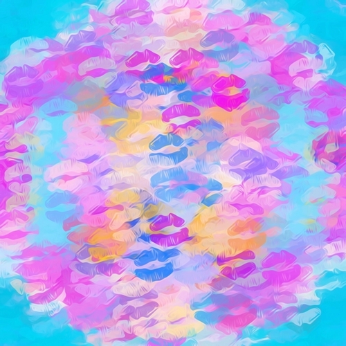 pink blue and purple kisses lipstick abstract background Mural by Timmy333