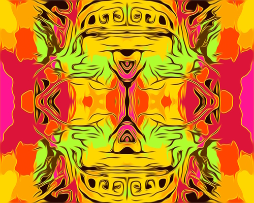 skull head with yellow green red and orange background Mural by Timmy333