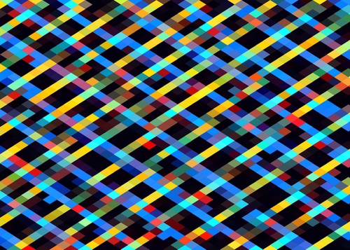 geometric pixel square pattern abstract background in blue yellow red orange Mural by Timmy333