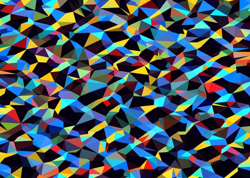 psychedelic geometric triangle polygon pattern abstract background in blue yellow red Mural by Timmy333