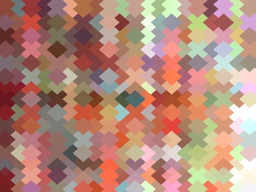 geometric square pixel pattern abstract in orange brown green Mural by Timmy333