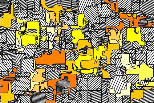 psychedelic graffiti drawing and painting in yellow and orange Mural by Timmy333