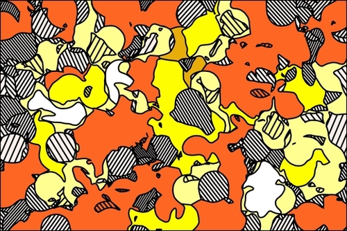 psychedelic graffiti drawing and painting abstract in orange and yellow Mural by Timmy333