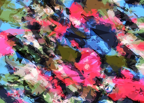 psychedelic geometric pattern painting abstract background in pink blue green Mural by Timmy333