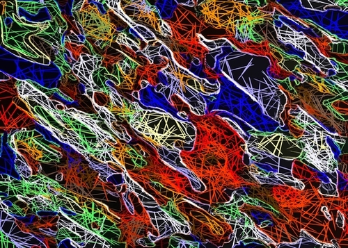 psychedelic rotten sketching texture abstract background in red blue green Mural by Timmy333
