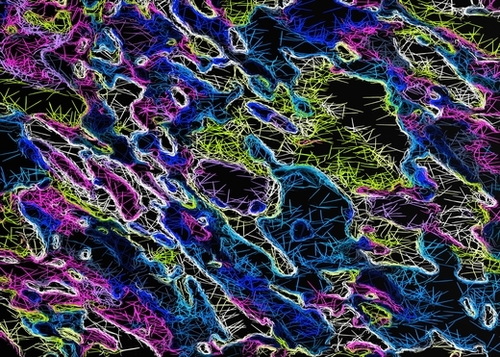 psychedelic rotten sketching texture abstract background in blue yellow pink Mural by Timmy333