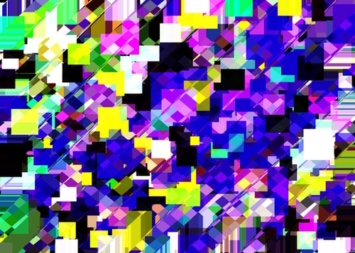 geometric square pixel pattern abstract in blue yellow pink Mural by Timmy333
