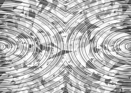 psychedelic geometric circle pattern abstract background in black and white Mural by Timmy333