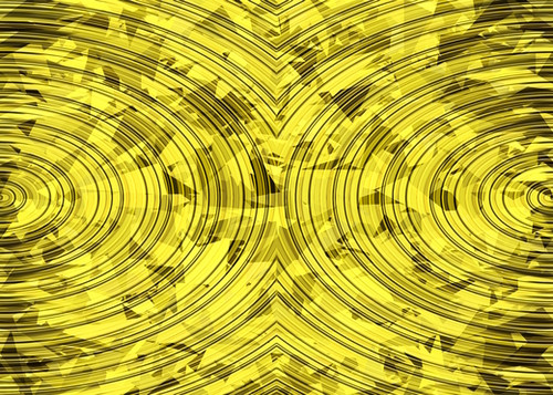 psychedelic geometric circle pattern abstract background in yellow Mural by Timmy333
