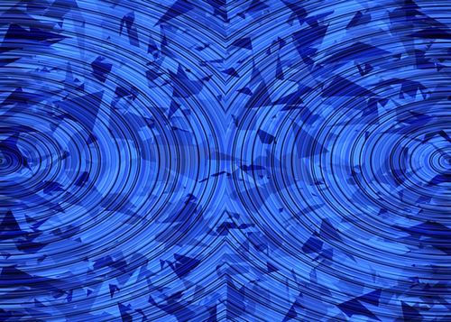 psychedelic geometric circle pattern abstract background in blue Mural by Timmy333