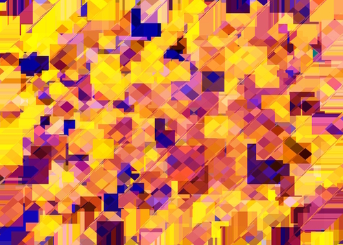 geometric square pixel pattern abstract in yellow blue brown Mural by Timmy333