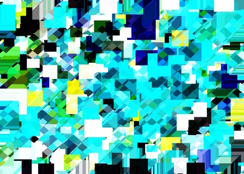 geometric square pixel pattern abstract in blue and yellow Mural by Timmy333