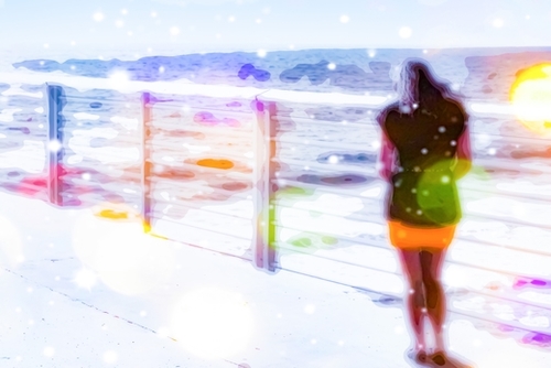 standing alone at the beach with summer light Mural by Timmy333