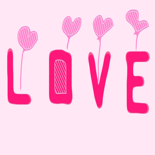 LOVE with pink heart Mural by Timmy333