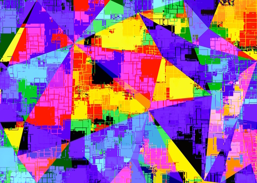 geometric triangle abstract background in purple blue pink yellow Mural by Timmy333