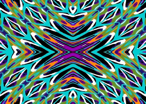 psychedelic geometric graffiti abstract pattern in green blue purple orange Mural by Timmy333