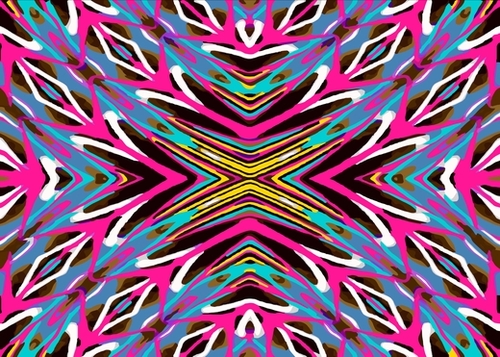 psychedelic geometric graffiti abstract pattern in pink blue yellow brown Mural by Timmy333