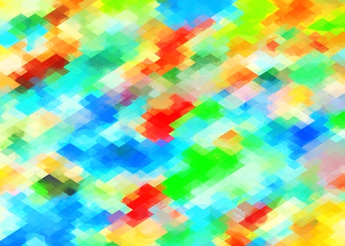 psychedelic geometric pixel abstract pattern in blue green red orange Mural by Timmy333