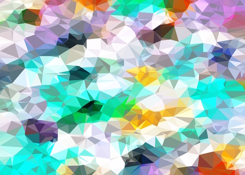 psychedelic geometric triangle polygon pattern abstract background in green blue yellow Mural by Timmy333