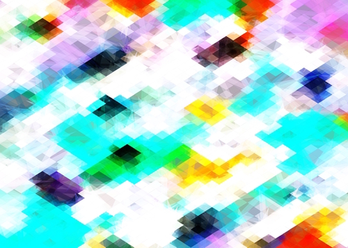 psychedelic geometric pixel abstract pattern in blue green yellow pink Mural by Timmy333