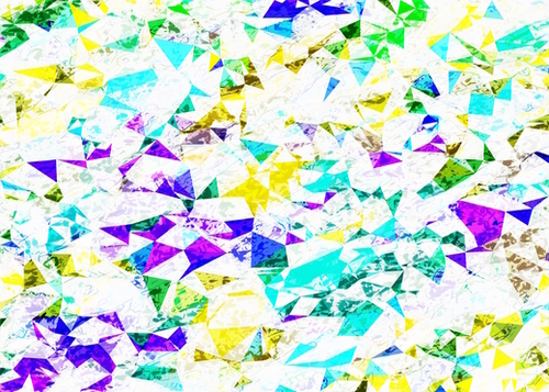 psychedelic geometric triangle polygon pattern abstract background in blue pink green yellow Mural by Timmy333