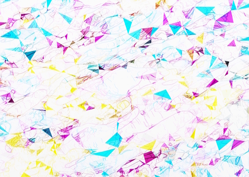 psychedelic geometric triangle polygon pattern abstract background in pink blue yellow Mural by Timmy333