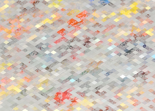 geometric pixel square pattern abstract background in orange yellow blue Mural by Timmy333