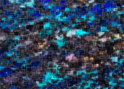 psychedelic geometric square pattern abstract background in blue pink and black Mural by Timmy333