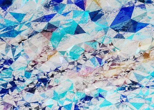 psychedelic geometric triangle pattern abstract with painting abstract background in blue and brown Mural by Timmy333
