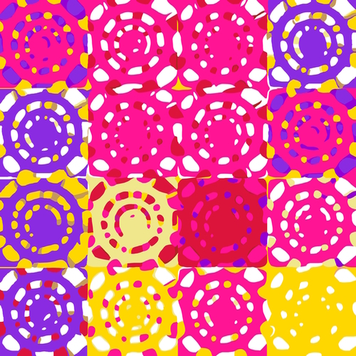 graffiti circle pattern abstract in pink yellow and purple Mural by Timmy333