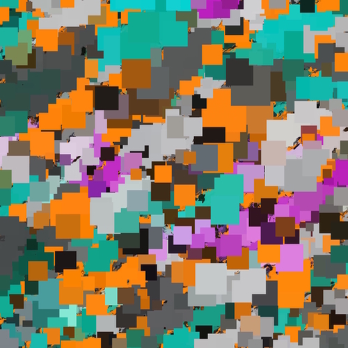 psychedelic geometric square pixel pattern abstract background in orange green pink Mural by Timmy333