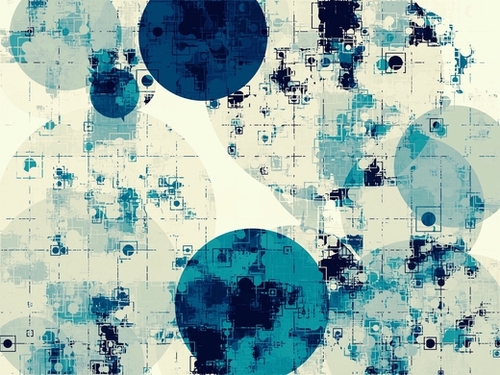 blue geometric square and circle shape abstract background Mural by Timmy333