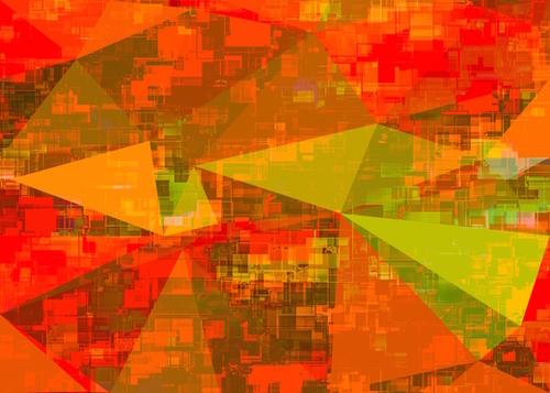 psychedelic geometric triangle pattern abstract with painting abstract background in green brown orange Mural by Timmy333
