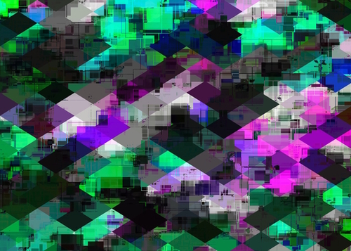 psychedelic square pixel pattern abstract background in green pink blue Mural by Timmy333
