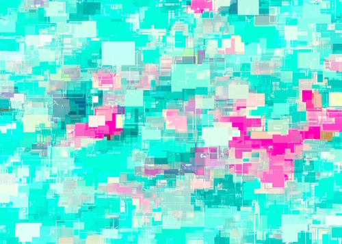 psychedelic geometric square pixel pattern abstract background in blue and pink Mural by Timmy333
