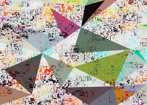 psychedelic geometric triangle pattern abstract with painting abstract background Mural by Timmy333