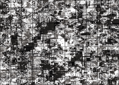 psychedelic geometric square pattern abstract background in black and white Mural by Timmy333