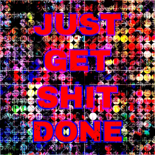 just get it done quote with circle pattern painting abstract background in red pink blue yellow Mural by Timmy333