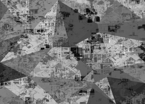 psychedelic geometric triangle polygon abstract pattern background in black and white Mural by Timmy333
