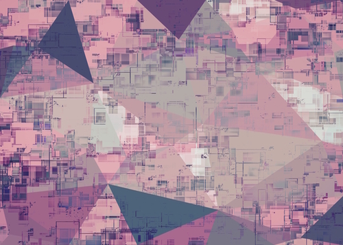 psychedelic geometric triangle polygon pattern abstract in pink and purple Mural by Timmy333