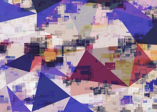 psychedelic geometric triangle polygon pattern abstract in blue purple brown Mural by Timmy333