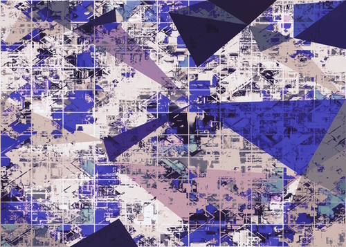 psychedelic geometric triangle polygon pattern abstract in blue and pink Mural by Timmy333
