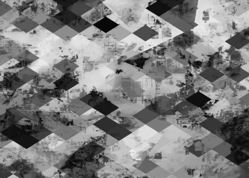 psychedelic geometric square pixel pattern abstract background in black and white Mural by Timmy333