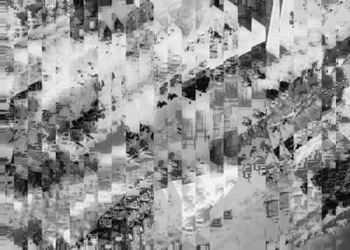 psychedelic geometric line pattern abstract background in black and white Mural by Timmy333
