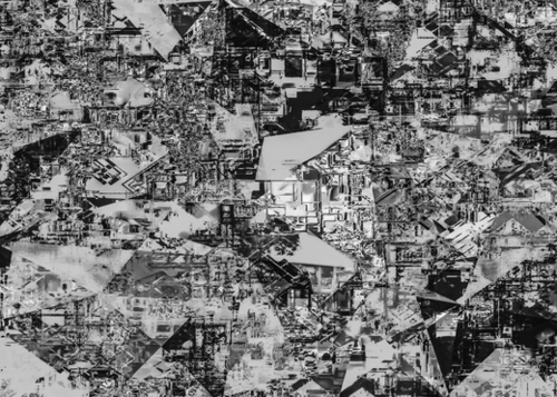 psychedelic geometric pattern abstract background in black and white Mural by Timmy333