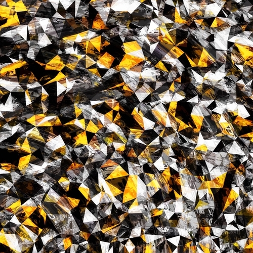 vintage psychedelic geometric triangle polygon pattern abstract in gold yellow and black Mural by Timmy333