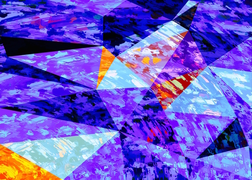 vintage psychedelic geometric triangle polygon pattern abstract in purple blue orange Mural by Timmy333