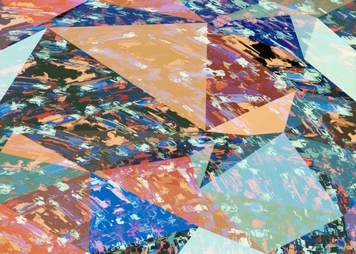 vintage psychedelic geometric triangle polygon pattern abstract in brown blue green Mural by Timmy333