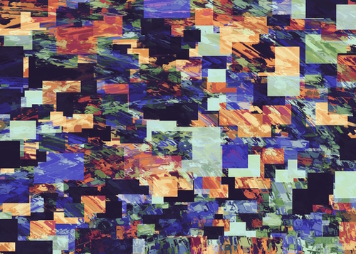 vintage psychedelic geometric square pixel pattern abstract in brown blue purple Mural by Timmy333